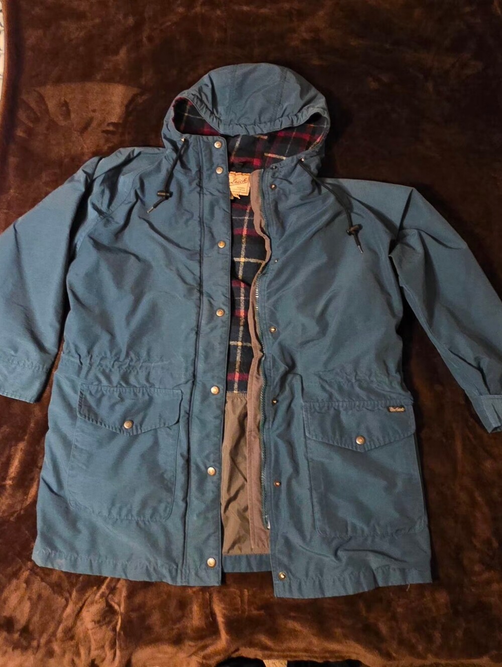 Vintage 80s Woolrich Wool Lined Hooded Mountain Parka Teal Men's L Gorpcore